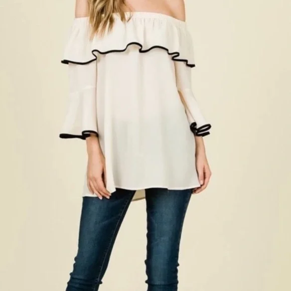 NWT MISIA peach off the shoulder blouse - Picture 1 of 7